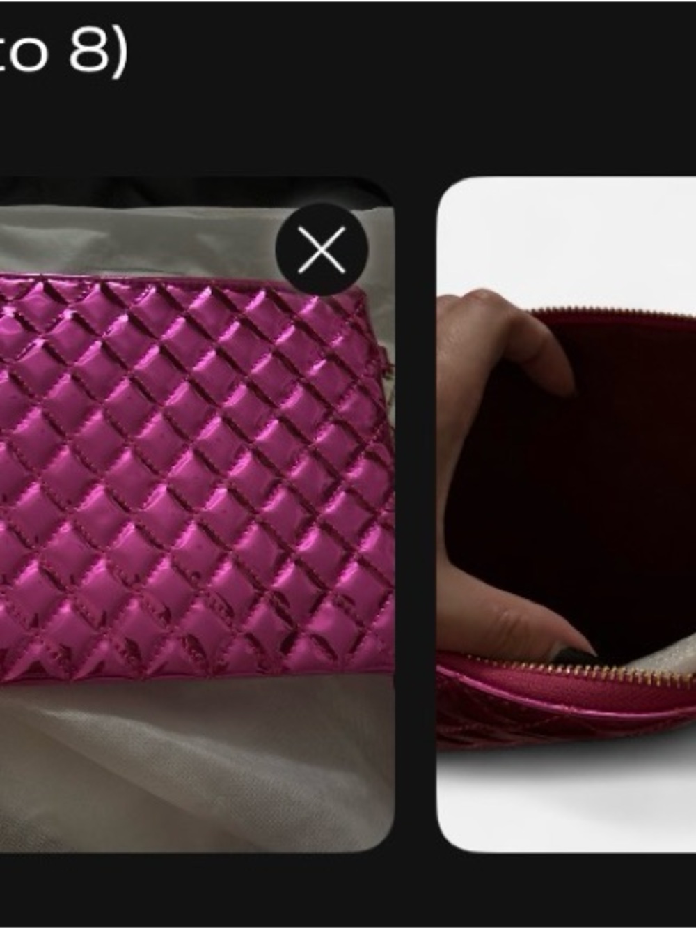 Fashion to Figure Metallic Hot Pink Quilted Wristlet